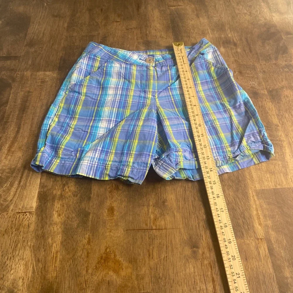 L.L. Bean Plaid Shorts Kids Blue Green Yellow Preppy Cotton SIZE 10‎